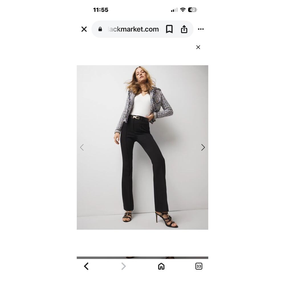 White House Black Market The Slim Flare Black Pants size 12